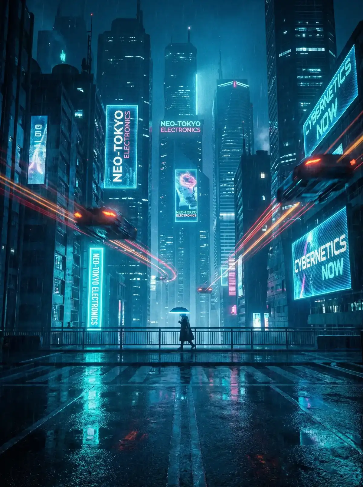 黄色仓库 - 赛博朋克都市夜景与飞行器